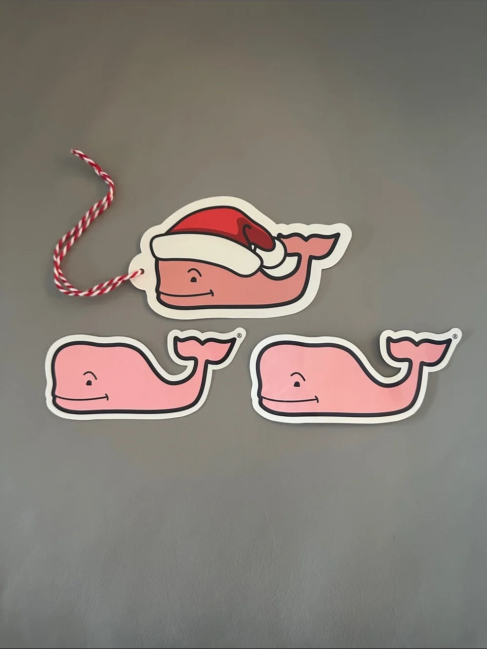 Vineyard Vines Pink Whale Holiday Tag/Decal and Two Whale Decals